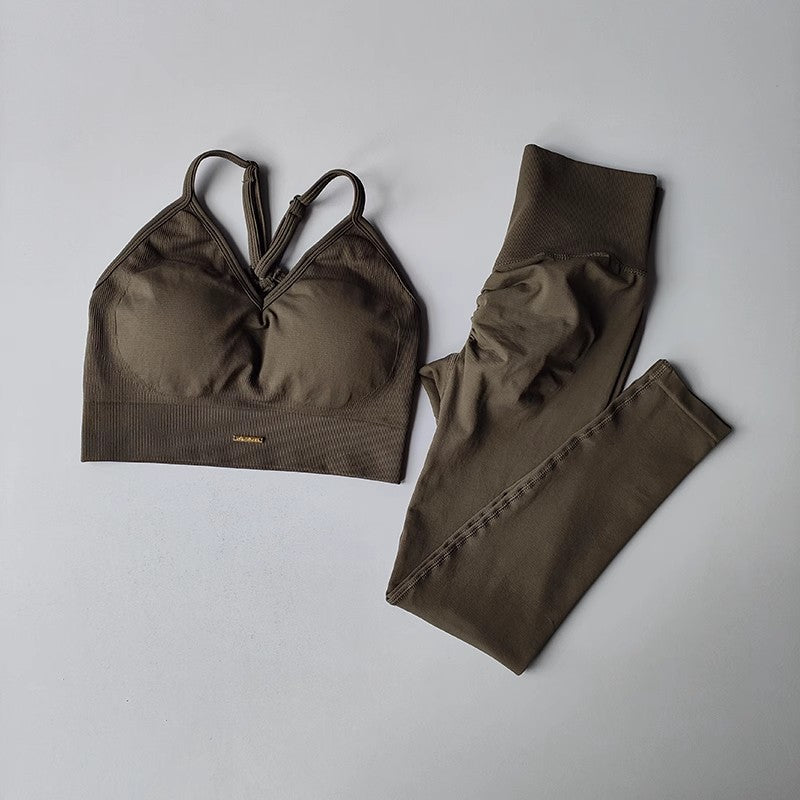 Conjunto Deportivo 2 Piezas — Top Espalda Cruzada y Calza