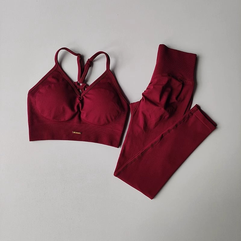 Conjunto Deportivo 2 Piezas — Top Espalda Cruzada y Calza