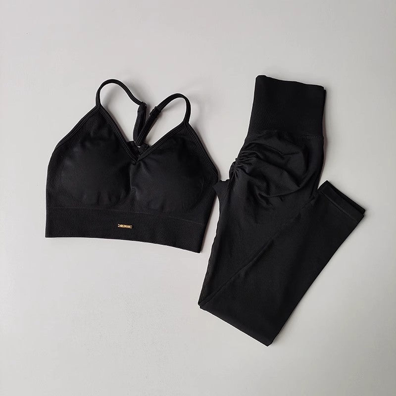 Conjunto Deportivo 2 Piezas — Top Espalda Cruzada y Calza